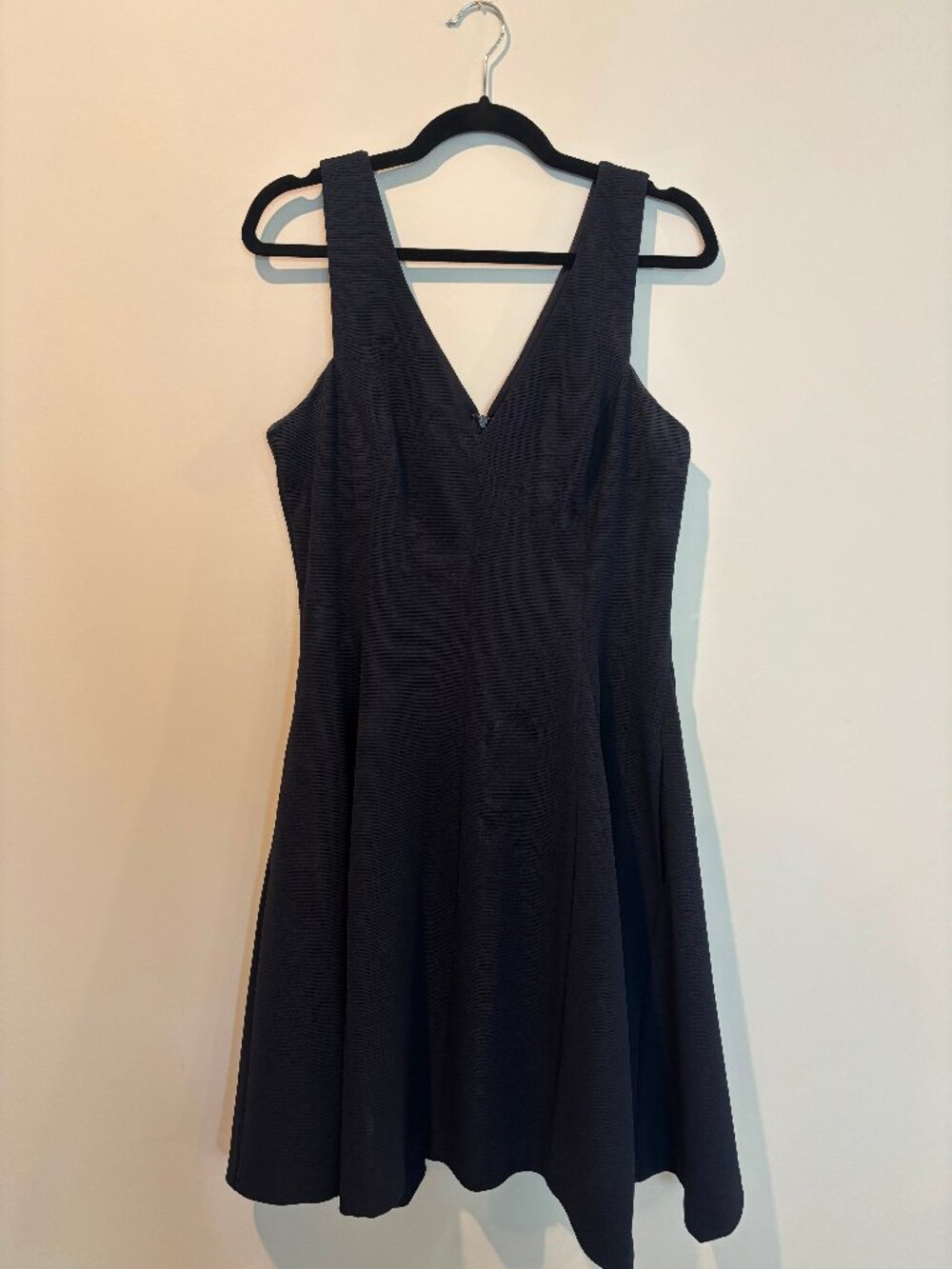 Kensie Fit & Flare Ribbed Navy Dress, Size 14